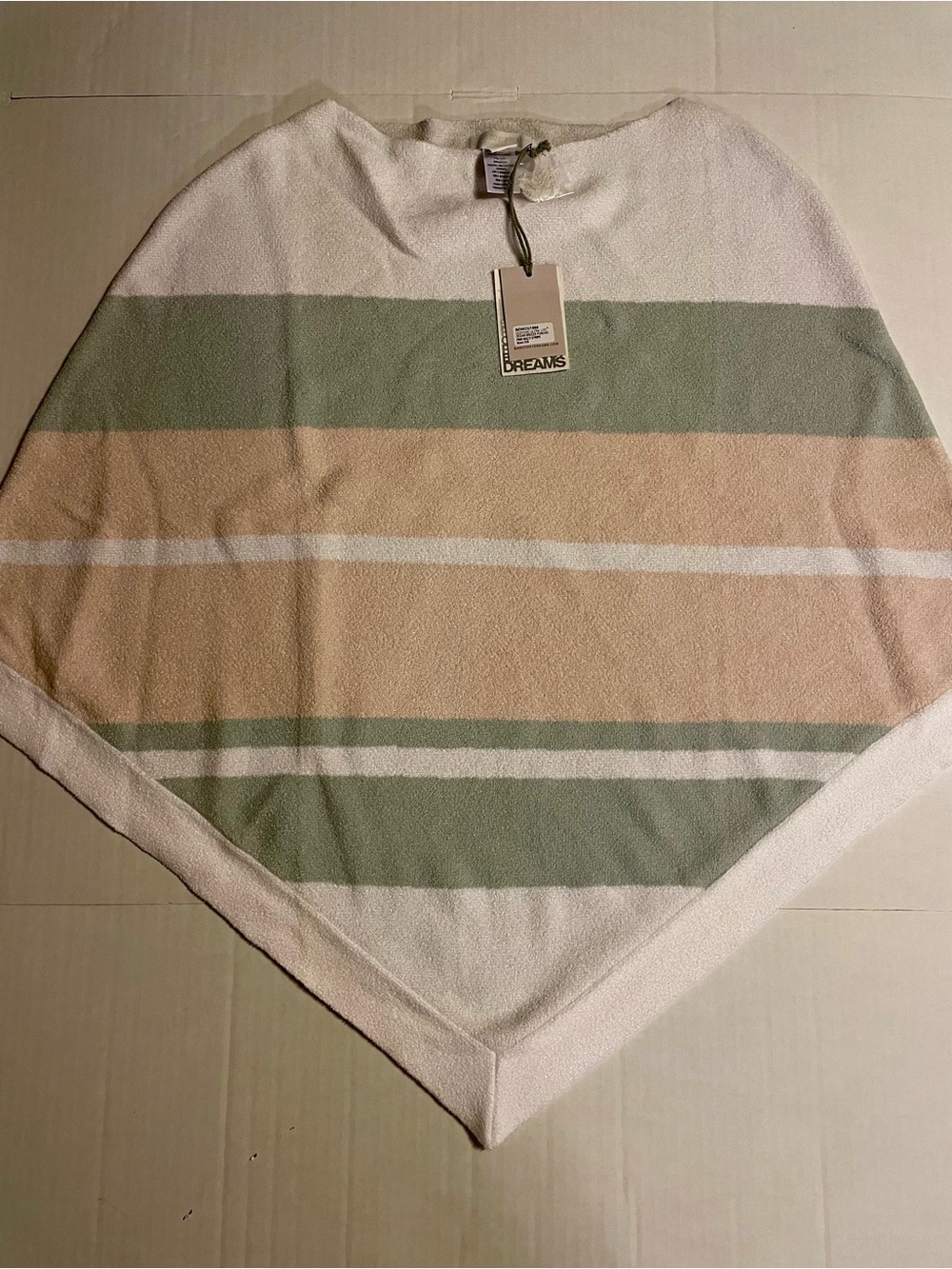 Barefoot Dreams Striped Poncho in Cream, Sage, and Tan